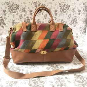 Fossil Leather & Canvas Estate Framed Duffle Bag